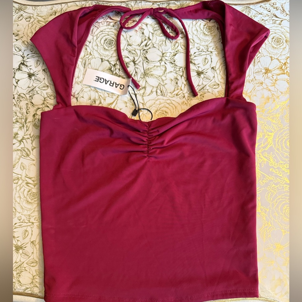 Garage Women's Burgundy Tie Top
